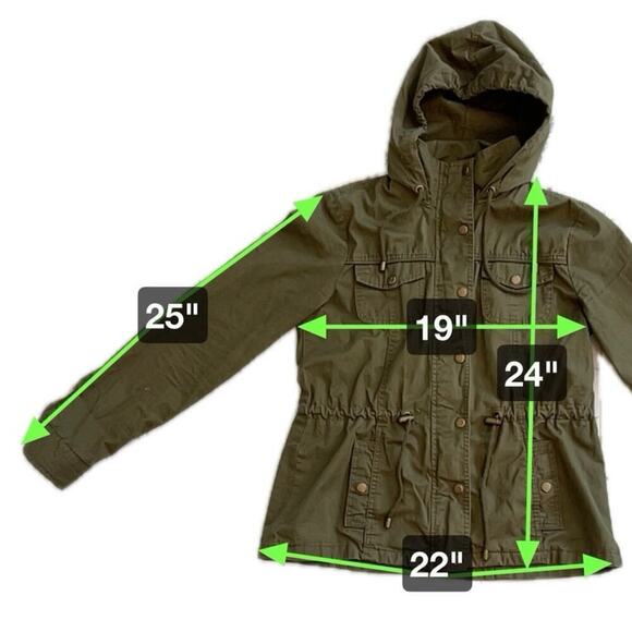 Ashley by 26 International Outerwear Olive Green Hooded Utility Jacket Size M - Picture 8 of 11